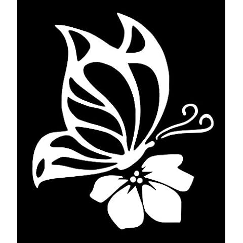 Stick It On Decals Butterfly on Hibiscus Flower Car Decal/Sticker Cover