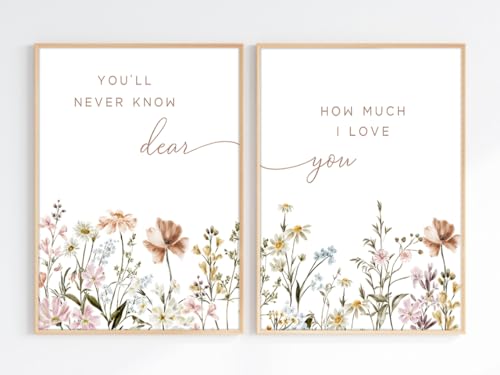 Image of libitea 2 Pcs Wildflower Nursery Wall Art Flower Botanical Sentence Poster Painting Picture Wall Decor Boho Girl Nurseries PrintArtwork for Nursery Baby Room Living Room Bedroom Home Decoration