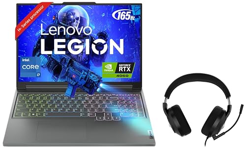 Image of Lenovo Legion Slim 5 Intel Core i7 13620H 16 inch (40.64cm) WQXGA IPS 165Hz 300Nits Gaming Laptop (16GB /1TB SSD /Win 11 /Office 2021 /NVIDIA RTX 4060 8GB /Storm Grey /2.4Kg), 82YA00DXIN + H200 Gaming Headset