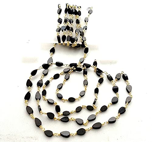 Chaîne Rosaire Spinelle Noire Anti-Ternissement en Argent et Or 24k