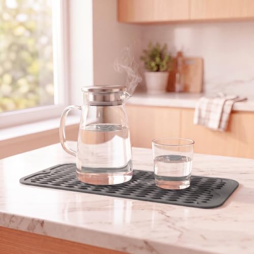MicoYang Silicone Dish Drying Mat for Multiple Usage,Easy clean,Eco-friendly,Heat-resistant Silicone Mat for Kitchen Counter,Sink,Bar,Bottle,or Cup Grey M 17 inches x 6 inches by MicoYang - Used condition - Image 8