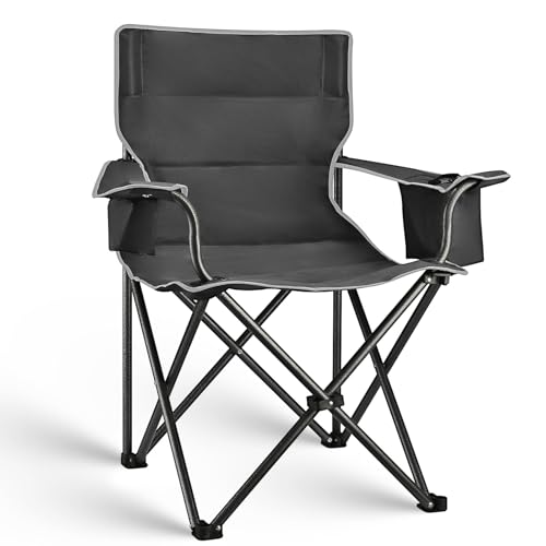 Camping Chair Folding Heavy Duty with Cup Holder & Cooler Bag, Oversized Portable Lawn Chair for Adults, Tall and Lightweight, 300 lbs Capacity, for Beach, Fishing, Sports, Travel