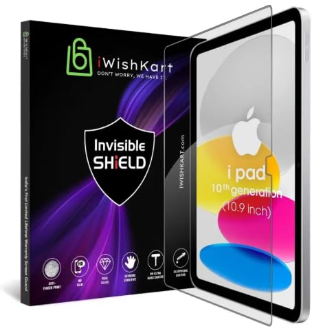 Image of iWishKart Apple iPad 10 (10th Generation) 10.9 inch Tempered Glass Screen Protector Guard Full Screen Coverage Edge to Edge with Easy Installation kit | Anti-Scratch & Smudge Proof | 10.9 Inch | 10th Gen
