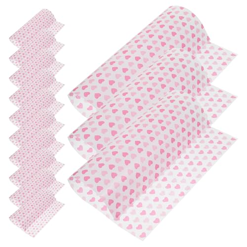 FIXOSHEE Papier Ciré Alimentaire Anti-Graisse 50 Feuilles Motif Cœurs Papier Cuisson Résistant pour Emballage Nougat Bonbons Sandwichs et Pâtisseries Maison et Restauration