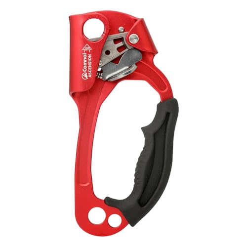 Aomiun Climbing Hand Ascender Mountaineering Rock Climbing Tree Arborist Strong Rappelling Gear Equipment Rope Clamp with Ergonomic Rubber Handle, Aluminum Alloy Climbing Ascender for 10~13MM Rope