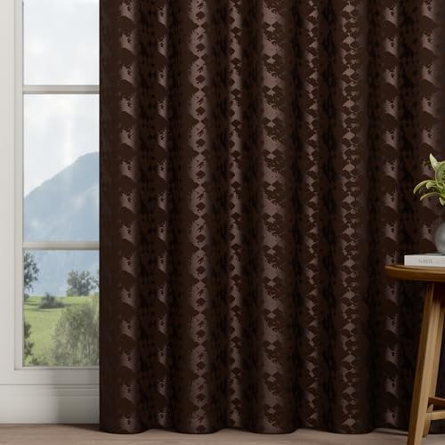 Image of Wakefit Jacquard Room Darkening Curtain | Light Blocking Upto 70% | (9 x 3.9 ft) | Door Curtain | Set of 2 | Reduces Noise | Machine Washable | Smash |Onion Brown