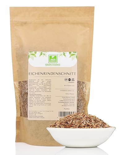 Eichenrindentee 500g von Grüne Essenz Eichenrinde getrocknet und geschnitten Kräutertee - Badekräuter zur Herstellung von Fußbädern für Umschläge oder als Tee