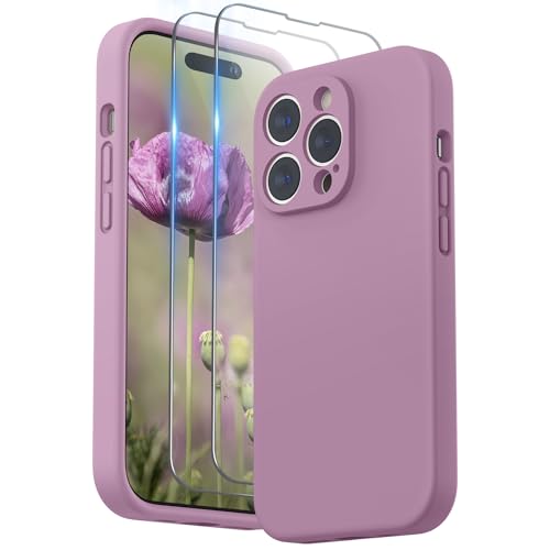 SURPHY Funda con Protector Pantalla, Carcasa Silicona con Protección de Cámara, Case Compatible con iPhone 14 Pro MAX 6,7' (Lila Morado)