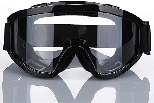 Motorbike ATV/Dirt Bike Racing Work Protection Eyewear with Adjustable Strap Unisex Sunglasses (Black) (Clear Black)