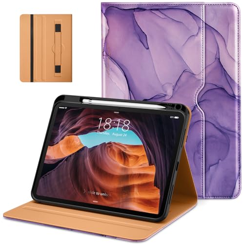 DTTO for iPad (A16) 11th Generation Case 11 Inch 2025, iPad 10th Generation Case 10.9 Inch 2022, Premium Leather Business Folio Stand Cover with Pencil Holder - Auto Wake/Sleep, Purple Marble by DTTO - Used condition - US$19.79