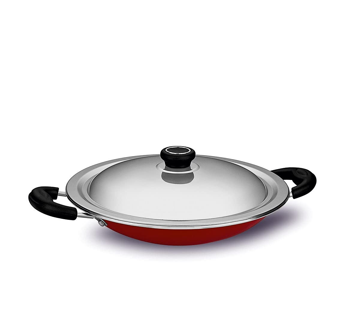 Ideal Non Stick Cookware Appam Pan, 240 Mm, Silver & Red
