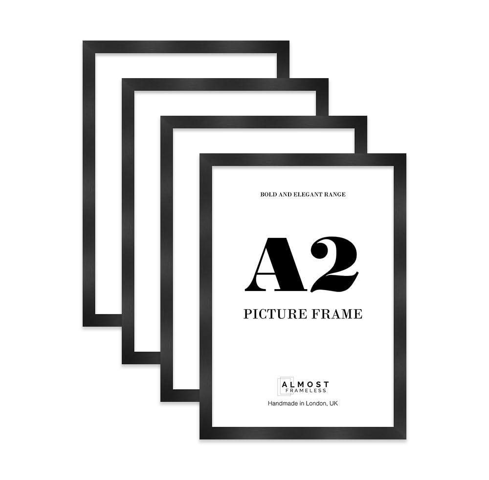 A2 Photo Frame, Display A2 Pictures (42 x 59.4cm - 16.5 x 23.4in) Picture Frame for wall Display - Black - 4 Pack