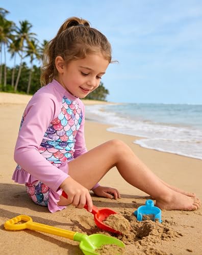 Image of BFUSTYLE Girls Swimsuit 3 Pieces Rash Guard Kids Long Sleeves Bathing Suit 3-8 Years Sun Proction Swimwear Tankini