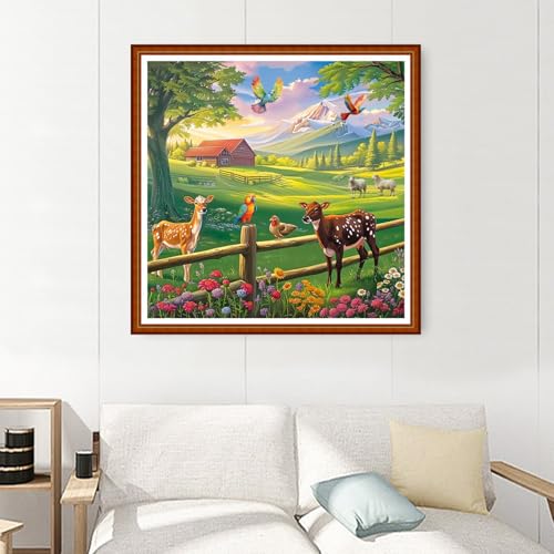 Image of Joyhoor Stamped Cross Stitch Kits for Beginners Needlepoint Kits for Adults Embroidery Kits 11CT Counted Cross Stitch Kits Printed Embroidery Pattern-Outdoor Scenery 18x18 inchs