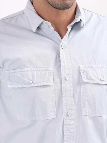 Image of Premium Men Plain Shirt Full Sleeve | Button Down Collar RFD Lightweight Fabric | Regular Fit Casual Wear Shirt with Double Pocket Design
