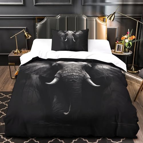 Parure de lit éléphant 3D avec housse de couette single aux finitions soignées