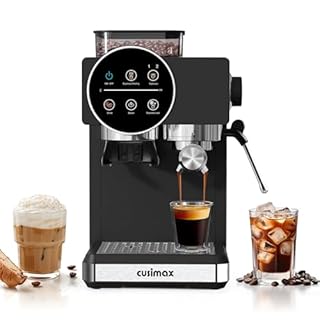 Espresso Machine with Grinder, 20 Bar Professional Expresso Coffee Machines with Milk Frother Steam Wand, Espresso Maker with 60oz Removable Water Tank, Cappuccino & Latte Machine for Home (Black)