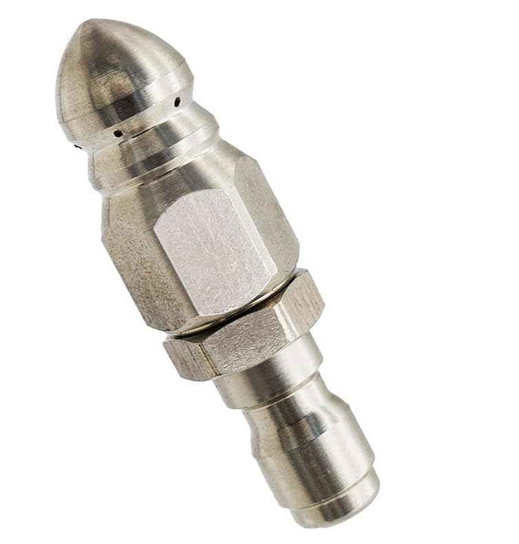 Sewer Cleaning Tool High-Pressure Nozzle, Washer Sewer Jetter Nozzle, Sewer Jetter Stainless Steel for Pressure Washer Tips, 1/4" Pressure Washer Quick Connector 5000 PSI 1 Pack