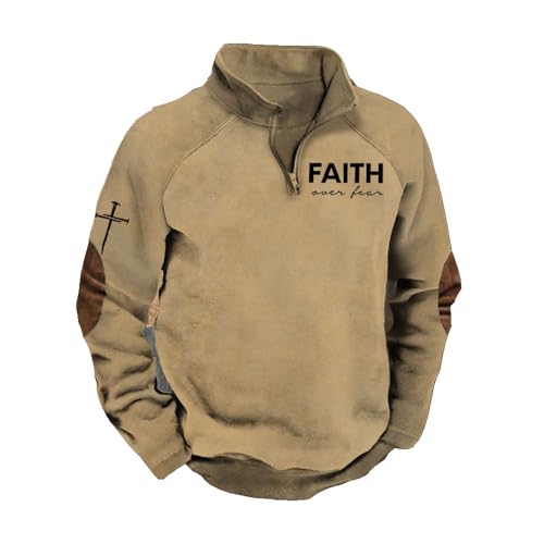 MOGUI Faith Over Fear Mens Sweatshirt Faith Cross Graphic Shirt