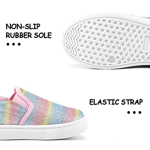 K Komforme Toddler Sneakers For Girls Boys Slip On Canvas Walking Shoes, Size 1 Big Kid, Color Glitter #TOP4