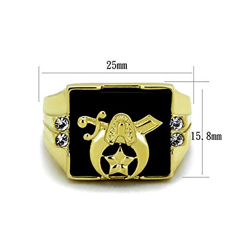 Men's Stainless Steel IP Gold Jet Black Shriner's Eastern Star Mason Ring4