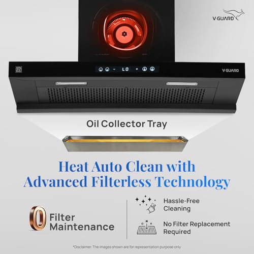 Image of V-Guard BLDC Chimney for Kitchen 90 cm | 1500 m /h Suction | Low Noise Operation | Free Installation Kit | Heat Auto Clean | Gesture Control with Touch Panel | V-Guard BT 90