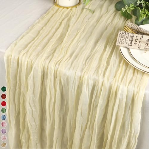 Cekene 1PC Cheesecloth Table Runner Beige 90x400cm Gauze Fabric Table Runner Long Rustic Sheer Tablecloth Runner Washable Table Cloth Decoration for Wedding Holiday Party Baby Bridal Shower Arch - Cosy Home Interiors Cekene 1PC Cheesecloth Table Runner Beige 90x400cm Gauze Fabric Table Runner Long Rustic Sheer Tablecloth Runner Washable Table Cloth Decoration for Wedding Holiday Party Baby Bridal Shower Arch