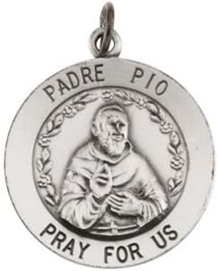R41519 Sterling Silver 18.5 Mm Polished Padre Pio Medal