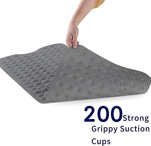 Image of pepplo Bath Tub Mat, 40 x 16 Inches Non-Slip Shower Mats with Suction Cups and Drain Holes, Bathtub Mats Bathroom Mats Machine Washable (Grey)