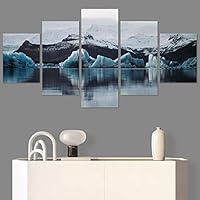 SIGNWIN 5 Panel Canvas Wall Art Modern Art Aerial Contemporary Cool Dramatic Multicolor Nature Photography Snow for Home Decorations Ready to Hang - 60