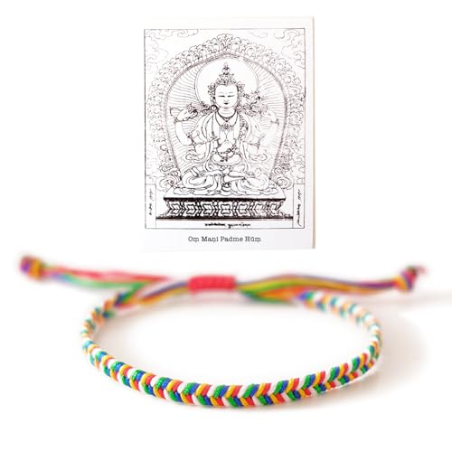 Authentic Tibetan Red String Buddha Bracelet for Men, Temple Handmade 5 Buddha Bracelet and a Talisman, Buddhist Protection Karma and Luck Bracelet, Gift for Women
