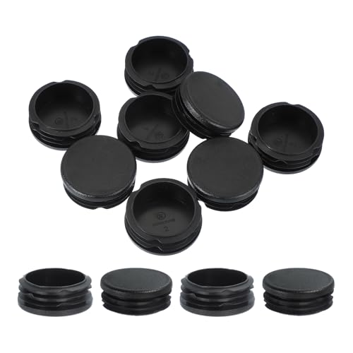 Image of PATIKIL 2 Inch Plastic Tubing End Caps, 10 Pcs Round Hole Plug Insert for Round Iron Pipe Chair Leg Table Bookshelves Patio Furniture, Black
