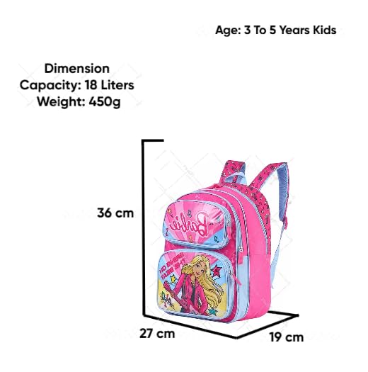 Image of STRIDERS Barbie Glam School Backpack for Kids - Stylish, Durable, Lightweight Backpack with Padded Comfortable Straps & Spacious Compartments - Perfect for School,Tution,Picnic & Play