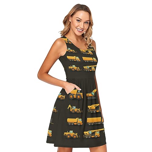 Women's Sleeveless Casual Dresses Swing Cover Up Sundress with Pockets(S-XXL)2