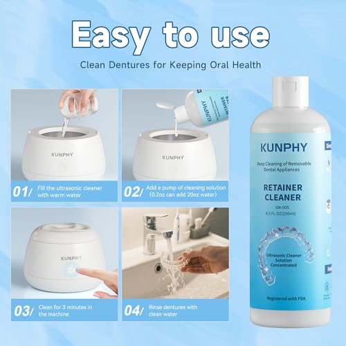 Image of 2 Pack Ultrasonic Retainer Cleaner Solution for Sonic Denture Cleaner-Professional Cleaning of Retainers, Invisible Aligners, Mouth Guards, Night Guards, Remove Odors, Discoloration & Stains 8.5oz