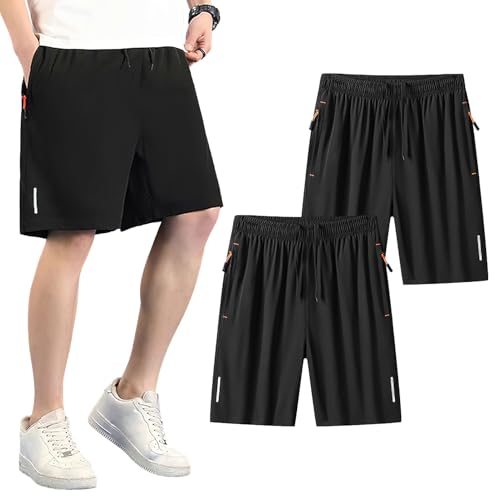 Short de gym homme léger lot de 2 respirant à bandes réfléchissantes