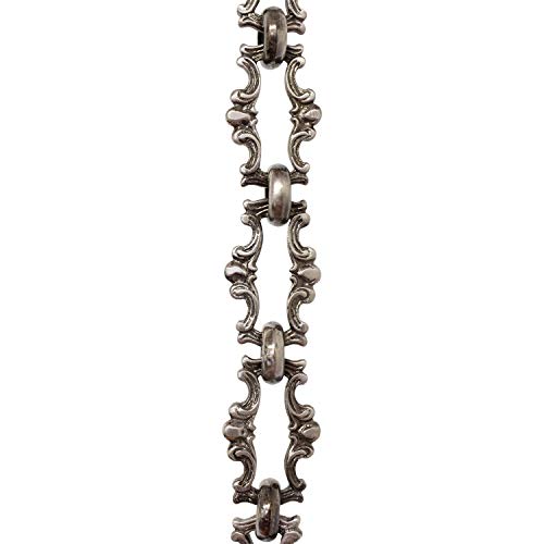 Image of RCH Hardware CH-02-AN-3 Decorative Antique Nickel Solid Brass Chain for Hanging, Lighting - Motif Welded Links (3 ft /1 Yard)