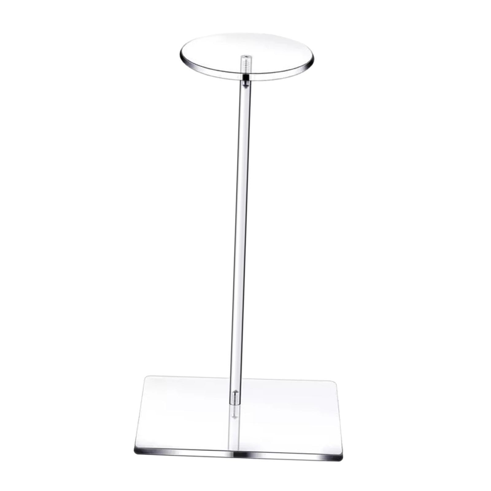 PIXZCSA Multi-Functional Tabletop Acrylic Hat Organizer For Displaying Wigs Accessories In Retail Spaces And Private Homes Hat Rack Display Stand For Wigs Caps Hairpieces, Clear, Square Base 35cm