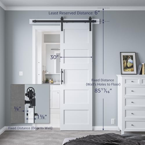 Image of 30in x 84in Sliding Barn Door 5 Panel with Water-Proof PVC Surface