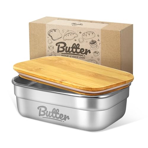 EAZTTOUZ Stainless Steel Butter Dish with Lid, Airtight Butter Container