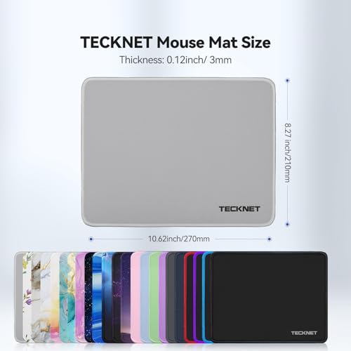 Image of TECKNET Mouse Pad with Anti-fray Stitching, Waterproof Surface & Non-Slip Rubber Base with Stitched Edges Gaming Mouse Mat for Laptop,Compatible with Laser and Optical Mice - Grayish White