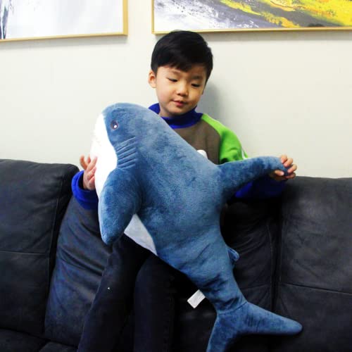 Image of Ryttir 31 Inch XXL Giant Shark Stuffed Animals,Chubbier Shark Pillow Soft Shark Plush Shark Body Pillow Stuffed Shark Decor, Perfect Chrismas Stress Relief Gift for Kids Women