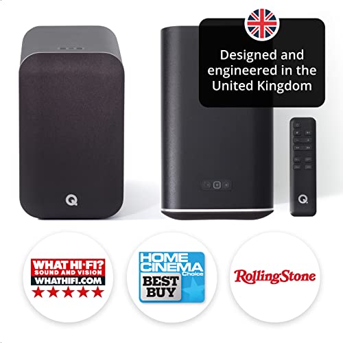 Q Acoustics M20 HD Lautsprecher, kabelloses Musiksystem, Bücherregal-Lautsprecher im Paar, Schwarz