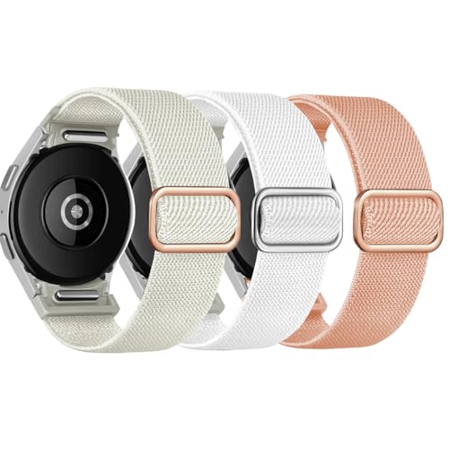 Elastic Band for Samsung Galaxy Watch 6/5/4 40mm 44mm/Watch 5 Pro Band 45mm/Watch 4/6 Classic Bands 47mm 43mm 46mm 42mm Men/Women,No Gap One Click Nylon Strap for Samsung Watch 6 5 4 Correa Reloj,3PCS