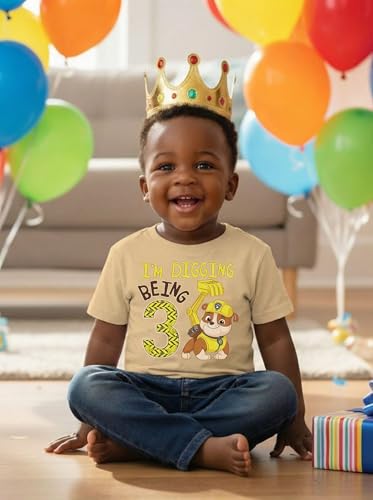 Image of Tstars Paw Patrol Rubble 3rd Birthday Shirt Toddler Boy 3 Year Old Tee