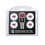 Team Golf NFL Tampa Bay Buccaneers Set mit 4 Golfbällen und Pitchgabeln, reguläre Größe, Golfbälle (4 Stück) und Pitchgabel mit abnehmbarem doppelseitigem Magnetmarker