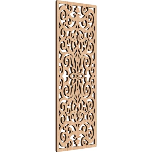 Image of Buel Decorative Pierced Fretwork Wood Wall Panels, 9 3 /8 inchW x 24 3 /8 inchH x 1 /4 inchT, Hickory