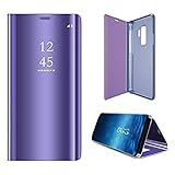 Anyos Galaxy S9 Plus Case, Clear View Standing Mirror Flip PC Cover For Samsung Galaxy S9+(Violet)