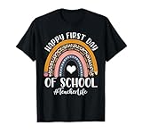 First Day Of Teacher Life Back To School Leopard Rainbow T-Shirt