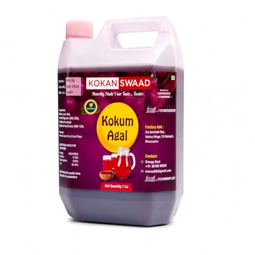 Image of KOKANSWAAD Kokum Agal 1L | Natural Kokum Syrup Concentrate for Solkadhi & Sharbat | Traditional Maharashtrian Kokum Juice | Cooling Summer Drink